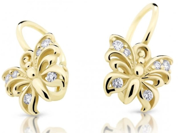Cutie Diamonds Dětské náušnice ze žlutého zlata Motýlci s brilianty DC2226-10-00-X-1