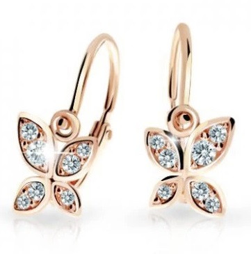 Cutie Diamonds Dětské náušnice z růžového zlata Motýl s brilianty DC2259-10-00-X-4