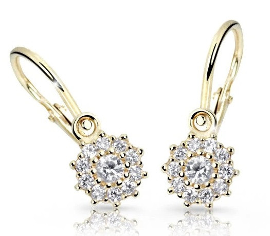 Cutie Diamonds Třpytivé dětské náušnice ze žlutého zlata s brilianty DC2749-10-10-X-1