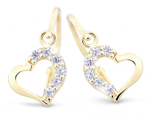 Cutie Diamonds Dětské srdíčkové náušnice ze žlutého zlata s brilianty DC2757-10-00-X-1