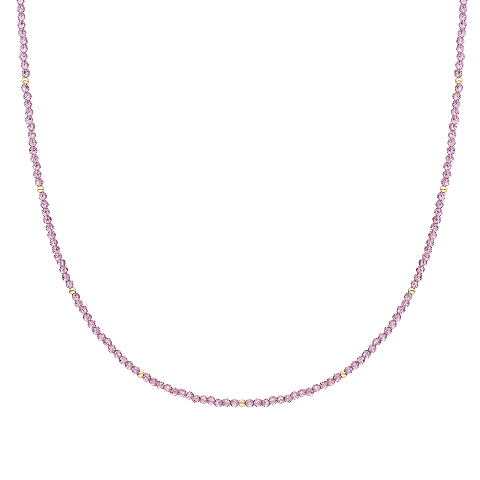 Sparkling Jewels Korálkový náhrdelník s fialovým křemenem NLK04G-G59