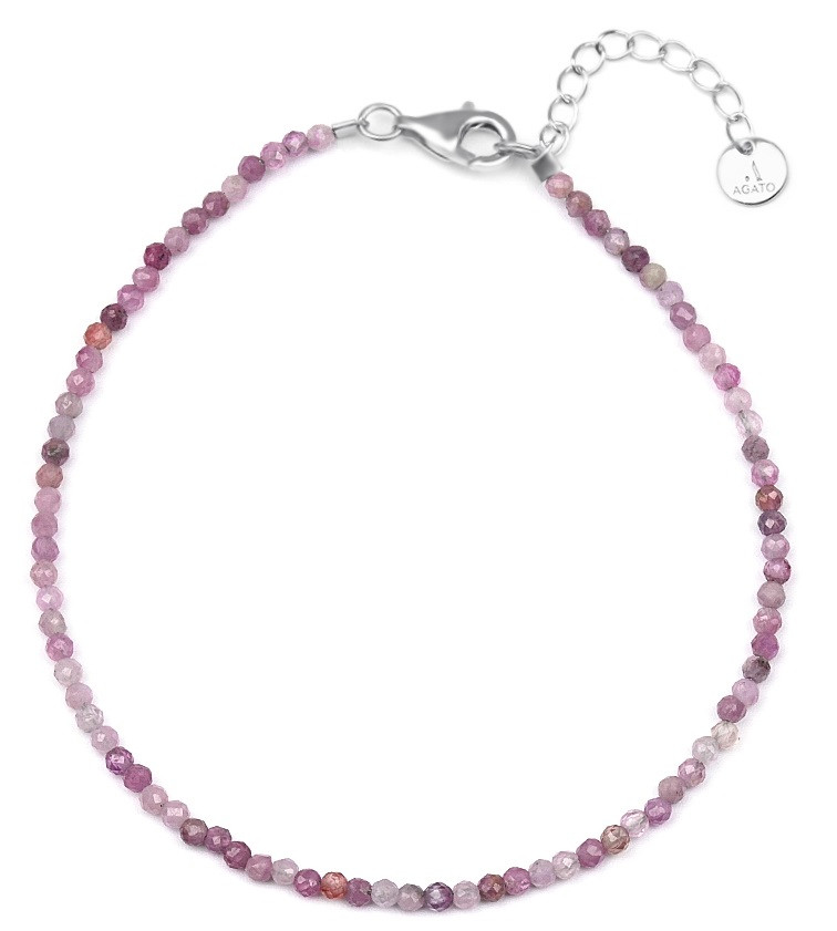 Agato Minerální náramek s růžovými korálky rubínu POL-B12/21L