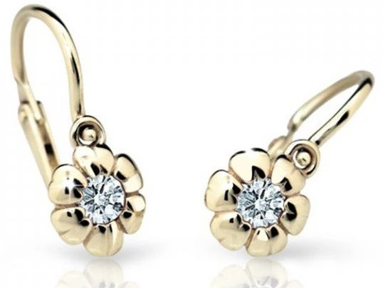 Cutie Diamonds Dětské náušnice ze žlutého zlata Kytičky s brilianty DC2151-10-00-X-1