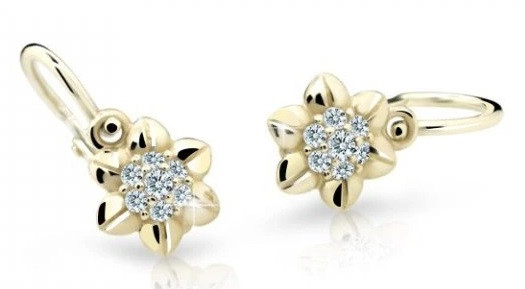 Cutie Diamonds Blyštivé dětské náušnice ze žlutého zlata Kytičky s brilianty DC2202-10-00-X-1