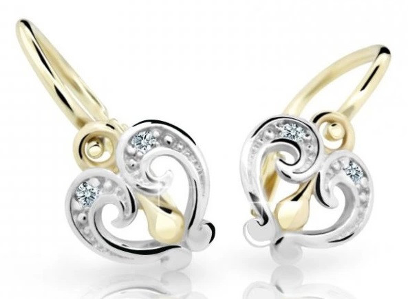 Cutie Diamonds Něžné dětské bicolor náušnice ze zlata s brilianty DC2211-10-00-X-1