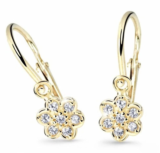 Cutie Diamonds Dětské náušnice ze žlutého zlata Kytičky s brilianty DC2746-10-00-X-1