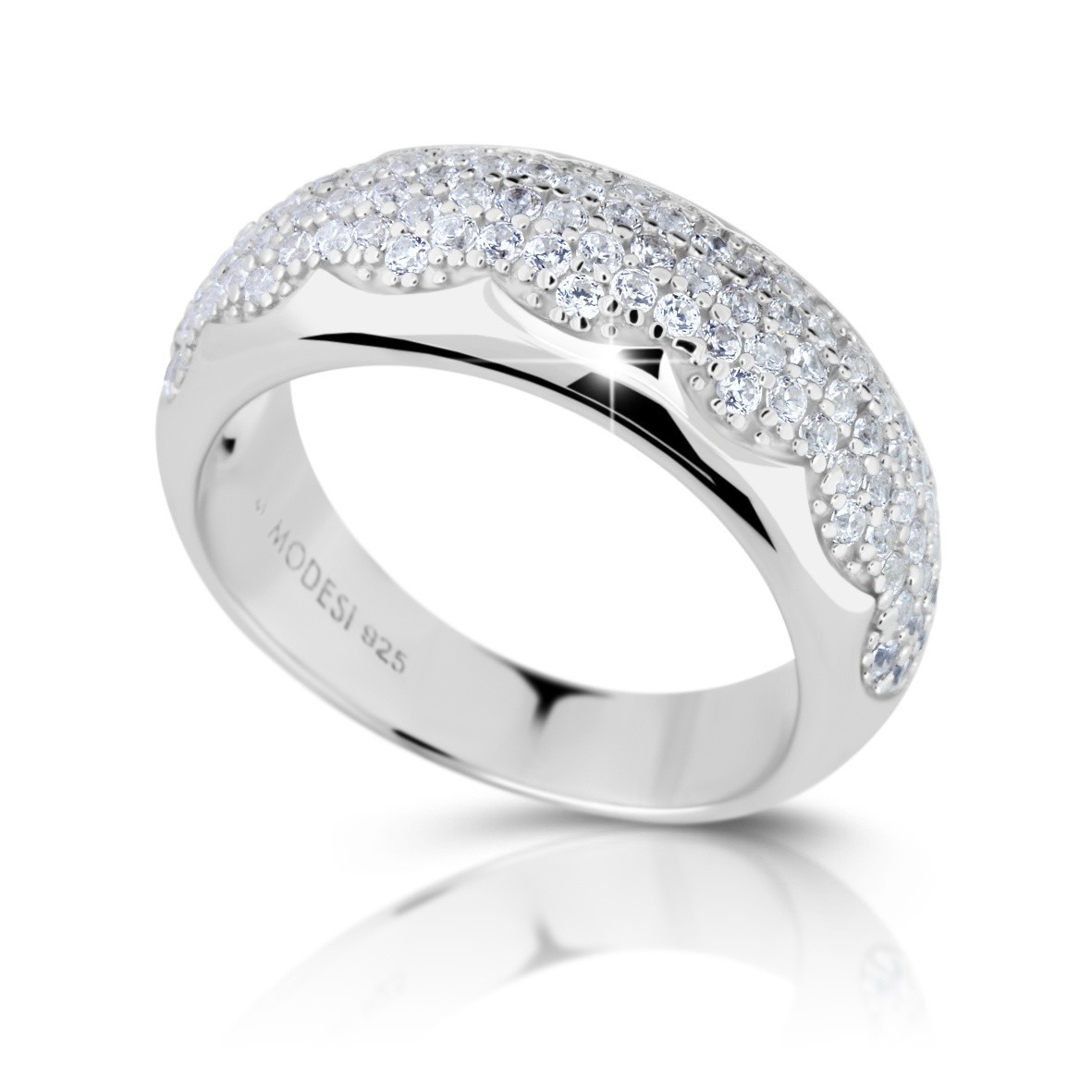 Modesi Blyštivý stříbrný prsten s kubickými zirkony M01611 60 mm
