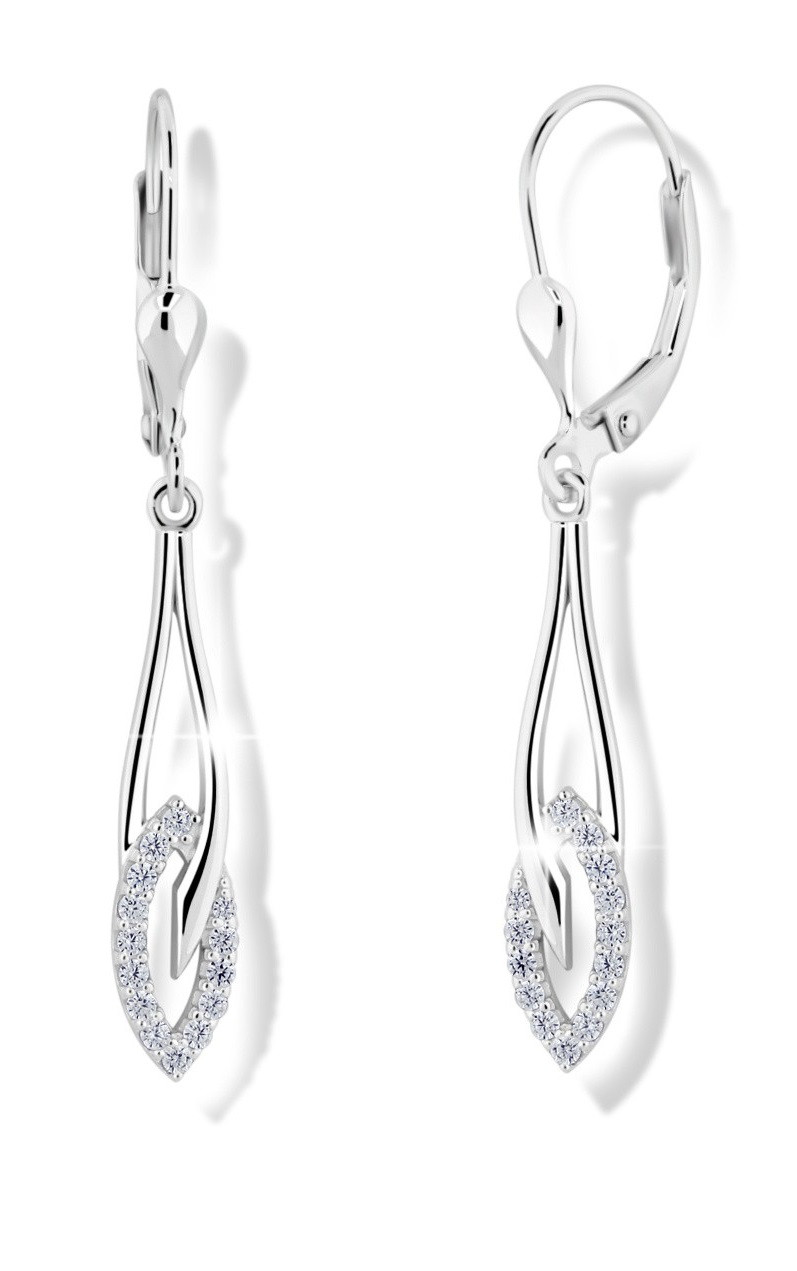 Modesi Elegantní stříbrné visací náušnice se zirkony M02321