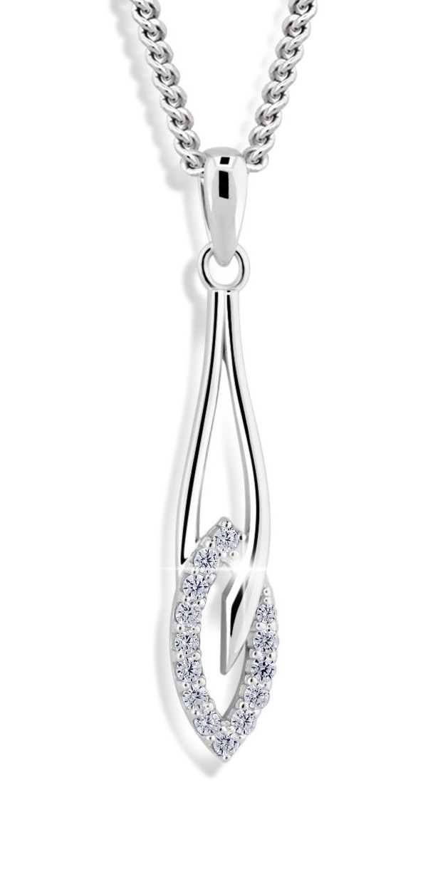 Modesi Elegantní stříbrný náhrdelník se zirkony M02341 (řetízek, přívěsek)