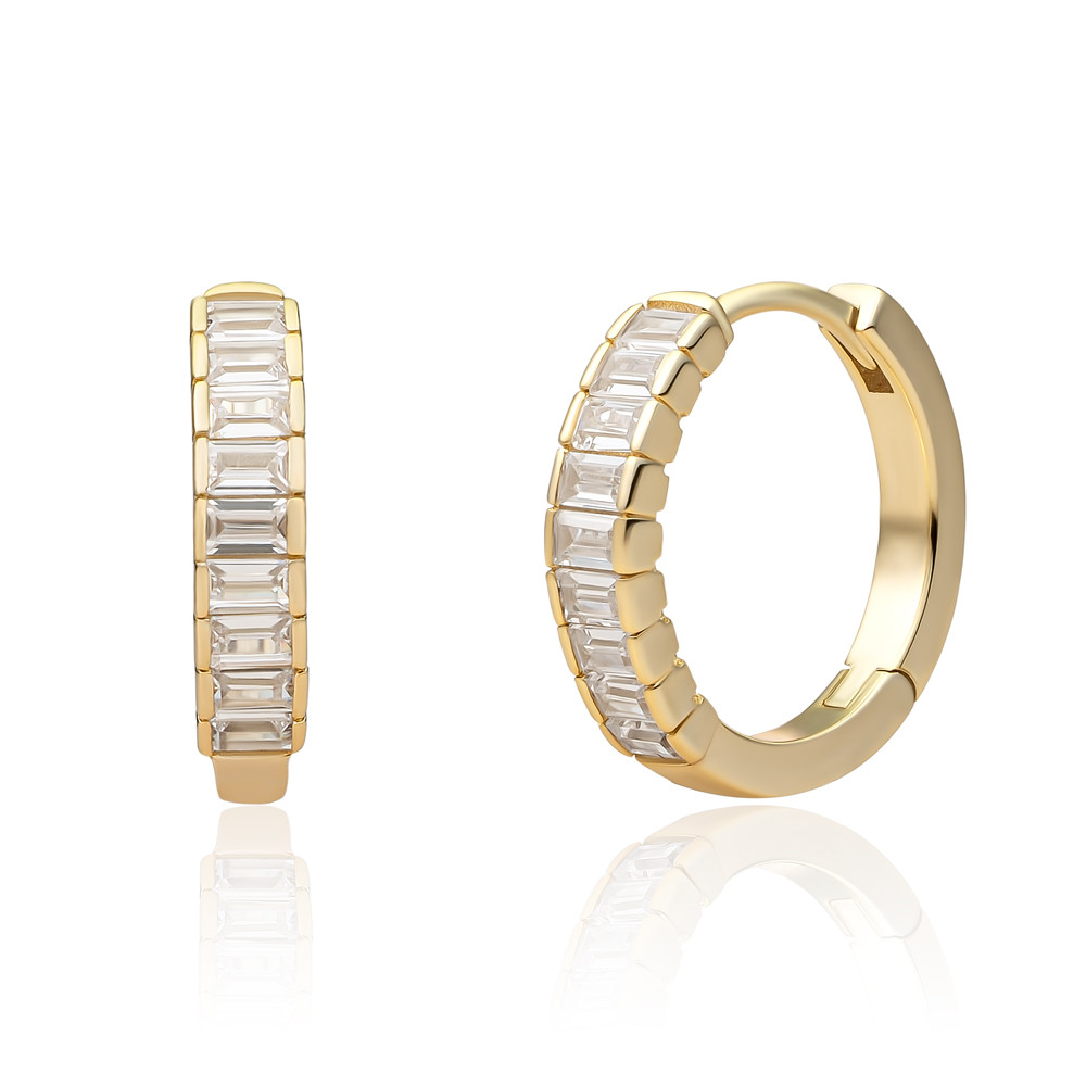 Sparkling Jewels Pozlacené kruhové náušnice s kubickými zirkony EAG23