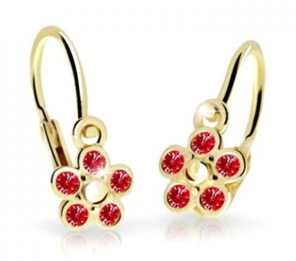 Cutie Jewellery Dětské kytičkové náušnice ze žlutého zlata C2744-10-X-1 červená