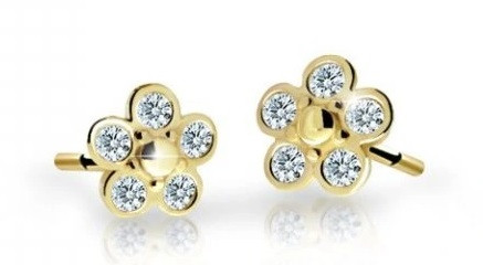 Cutie Jewellery Dětské kytičkové náušnice ze žlutého zlata C2744-30-X-1 bílá