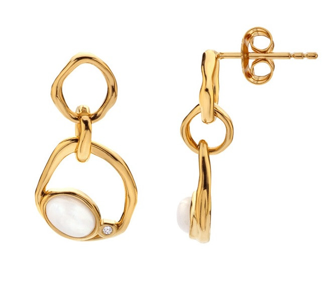 Hot Diamonds Módní pozlacené náušnice s perletí a diamantem Gemstones DE814