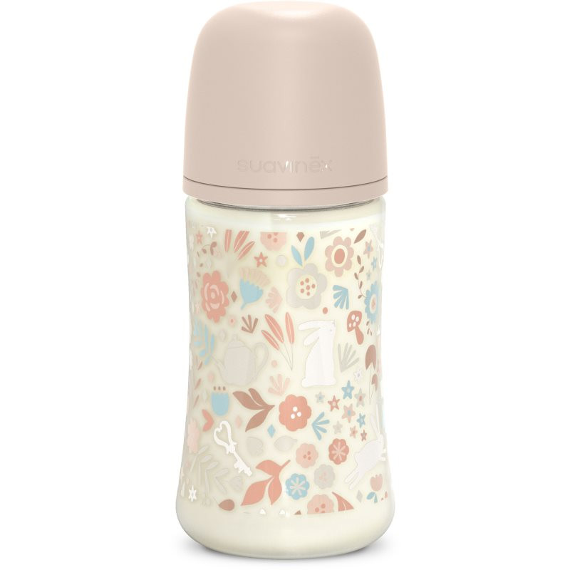 Suavinex Wonderland SX Pro Physiological Anti-Colic kojenecká láhev M Medium Flow 3 m+ Liberty Pink 270 ml
