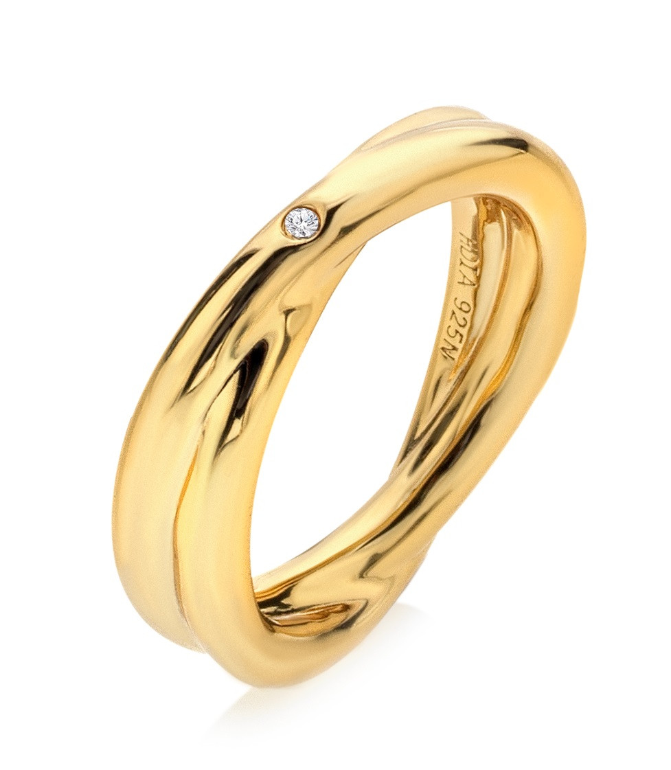 Hot Diamonds Minimalistický pozlacený prsten s pravým diamantem Jac Jossa Soul DR292 54 mm