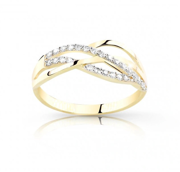 Cutie Jewellery Půvabný prsten ze žlutého zlata se zirkony Z8036-10-X-1 55 mm