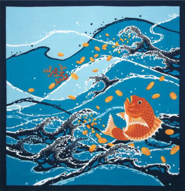 Japonský šátek Furoshiki 45 x 45 cm Umi (Moře)