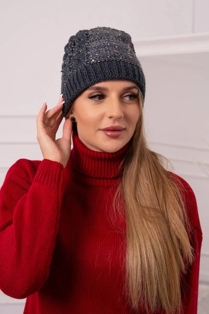 marka niezdefiniowana Dámská čepice Amira K359 graphite+white