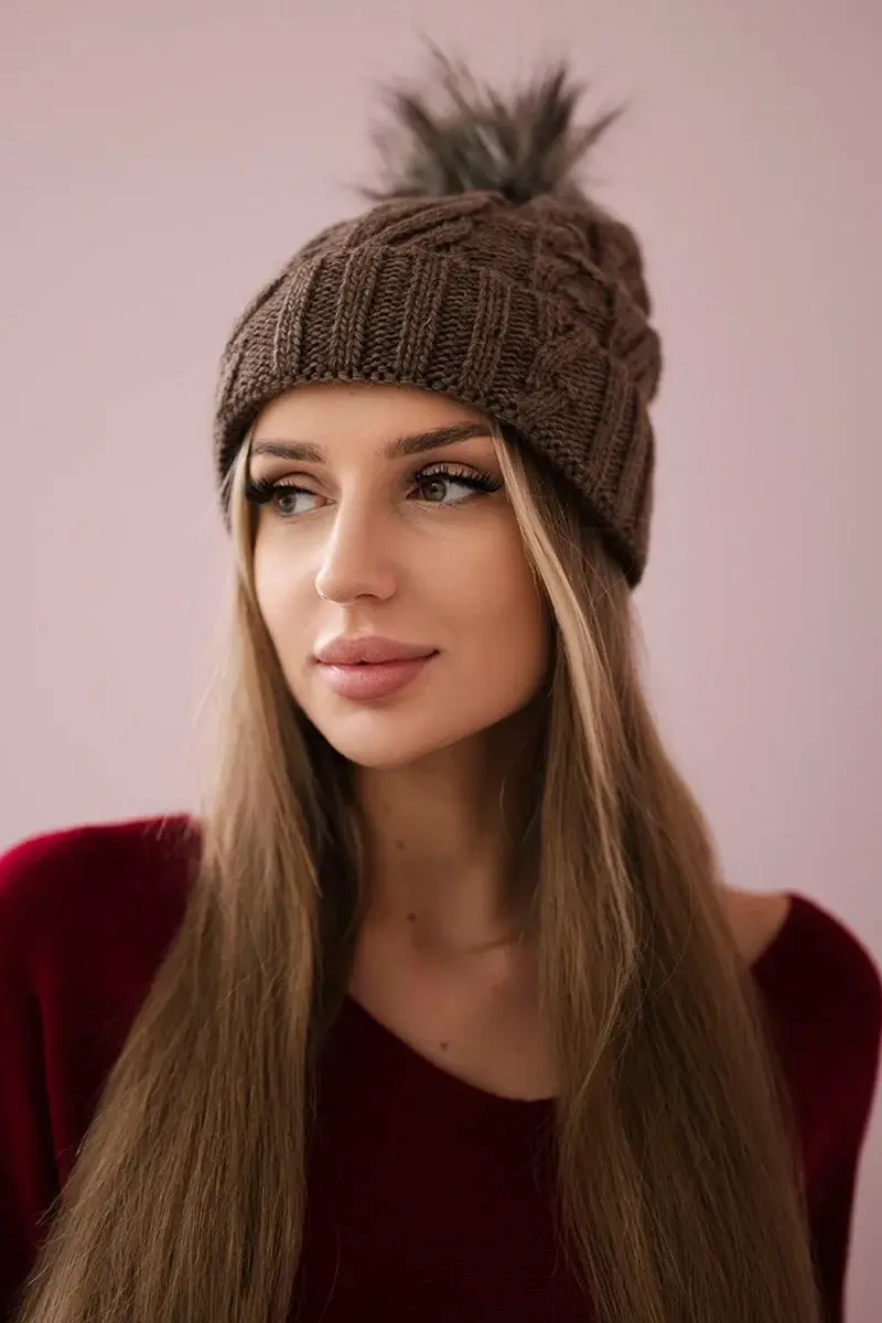 Kesi Fleecová kostkovaná čepice K226 mocca