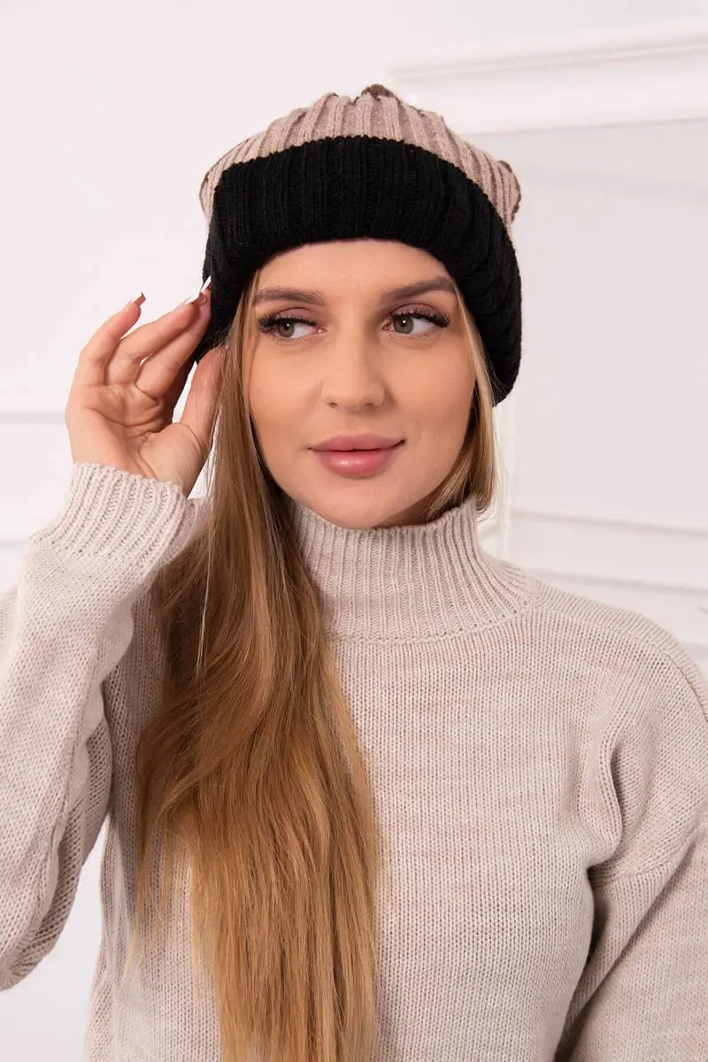 Kesi Bojana fleecová čepice K265 black+beige+cappuccino