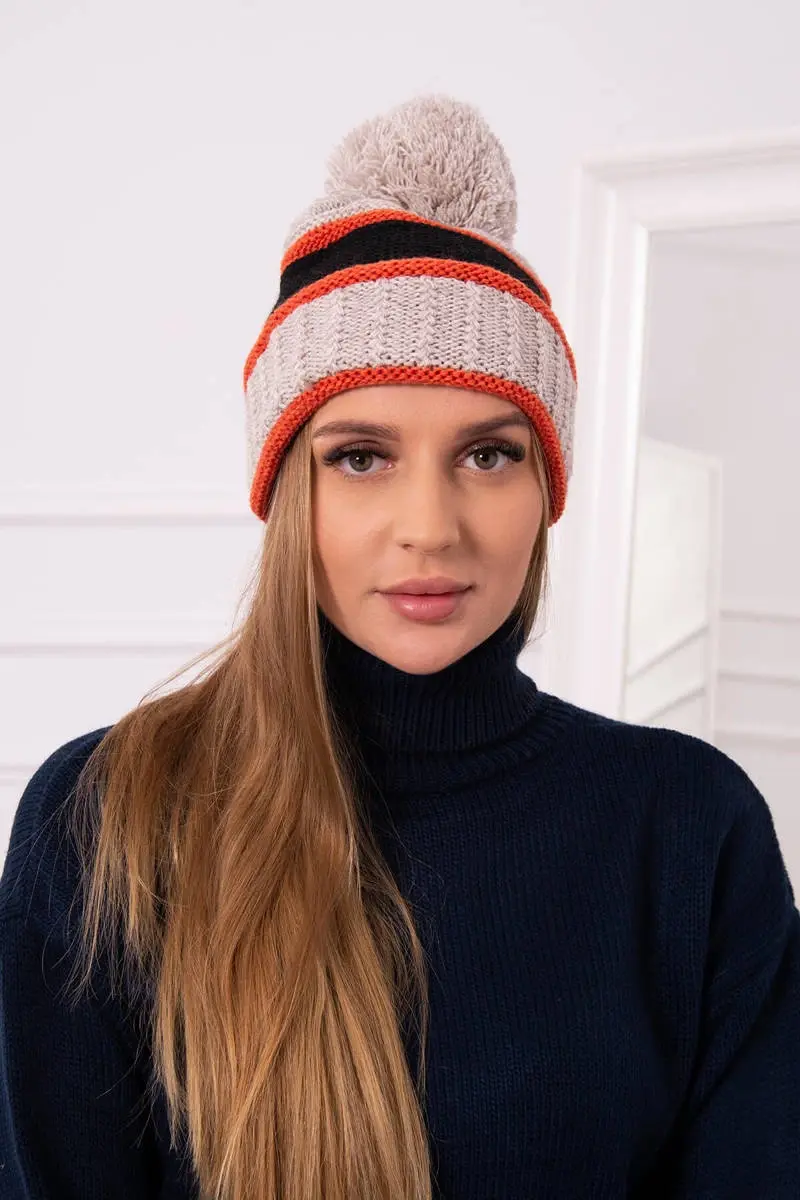 Kesi Dámská čepice Kinga K297 light beige+black