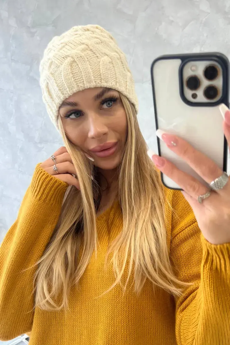 Kesi Fleecová čepice Agnes K239 ecru