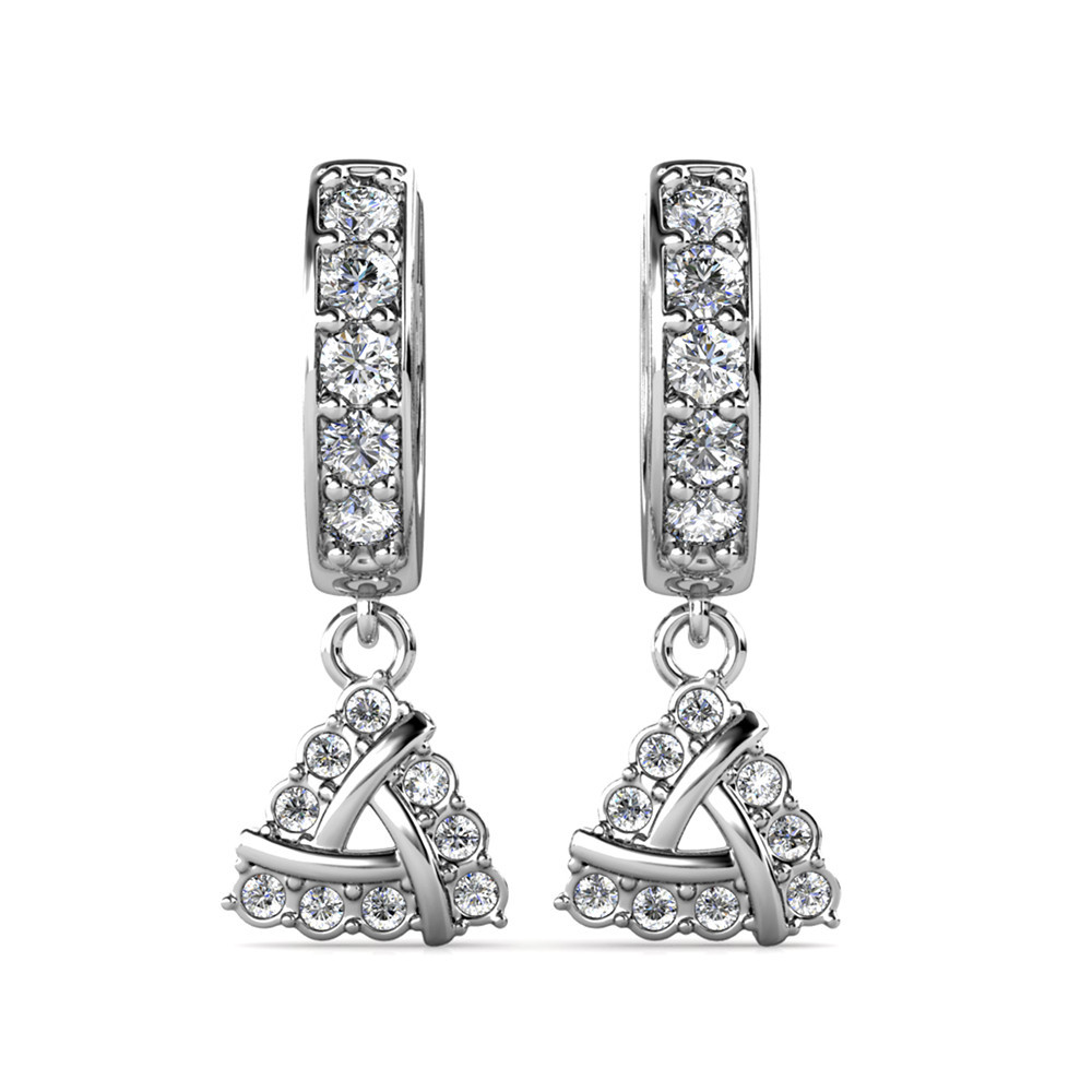 Royal Fashion stříbrné pozlacené náušnice Swarovski Triangl DES0436-WG