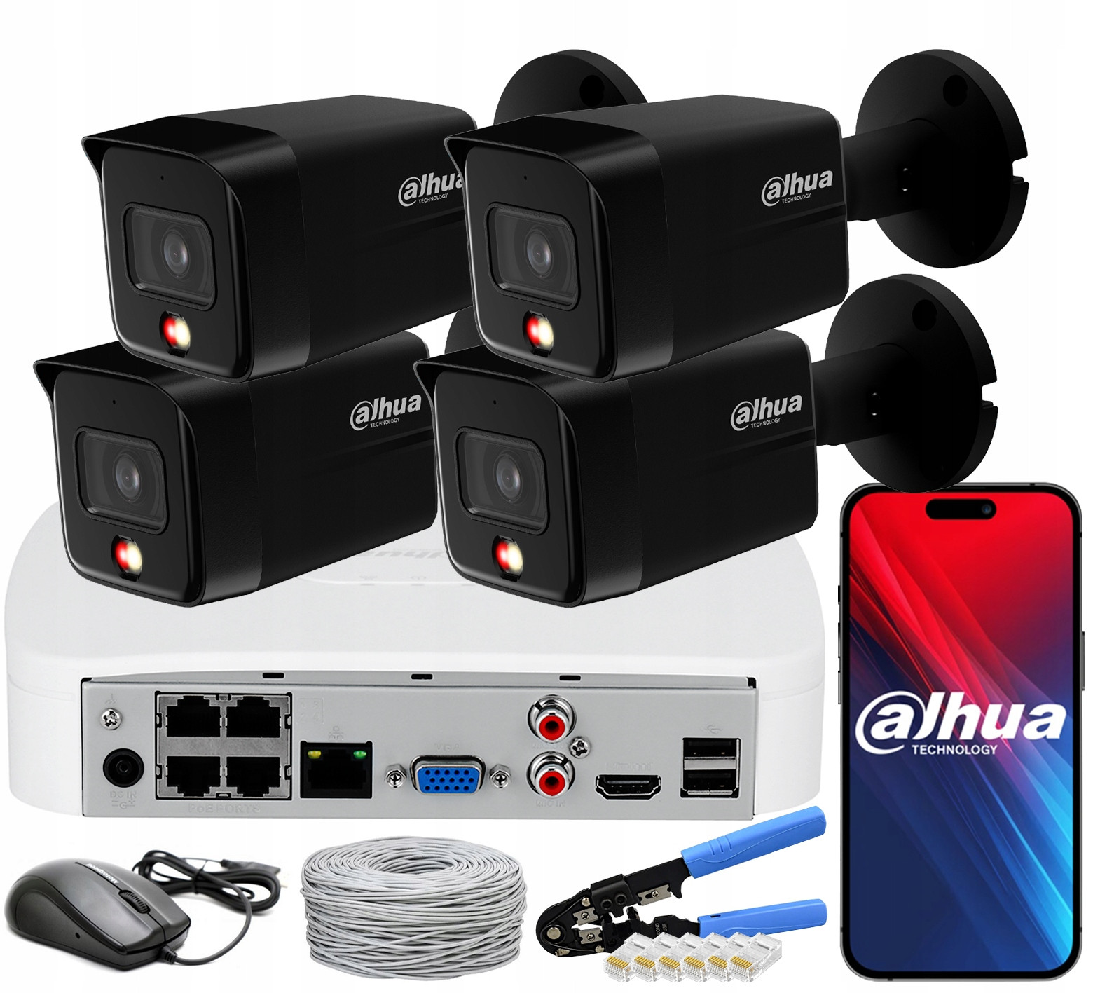 6Mpx monitorovací set 4 Kamer IPC-HFW1639TC-A-IL-S6-BLACK Dahua