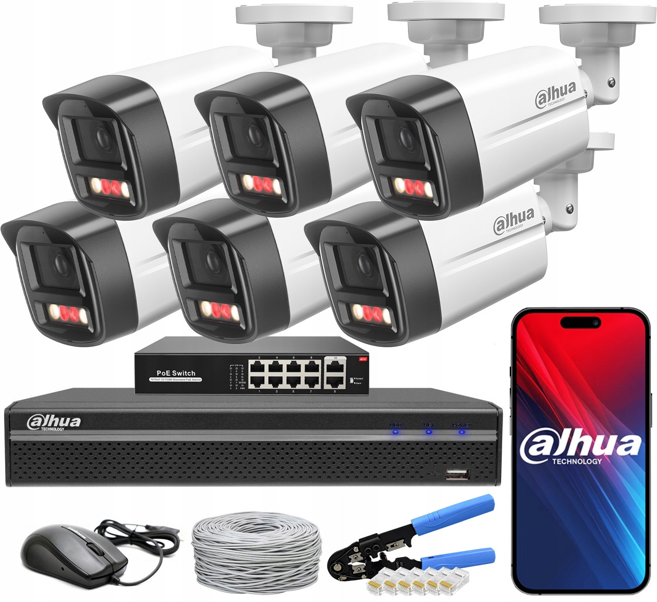 Monitorovací sada Dahua 6 Kamer 4Mpx IPC-HFW1439TL1-A-IL PoE