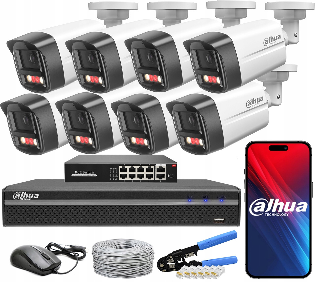 Monitorovací sada Dahua 8 Kamer 4Mpx IPC-HFW1439TL1-A-IL PoE