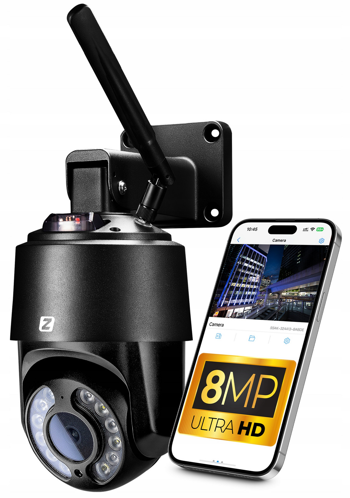 Venkovní kamera Otočná WiFi 8MPx 4K Uhd Audio Detekce 4XZOOM Černá