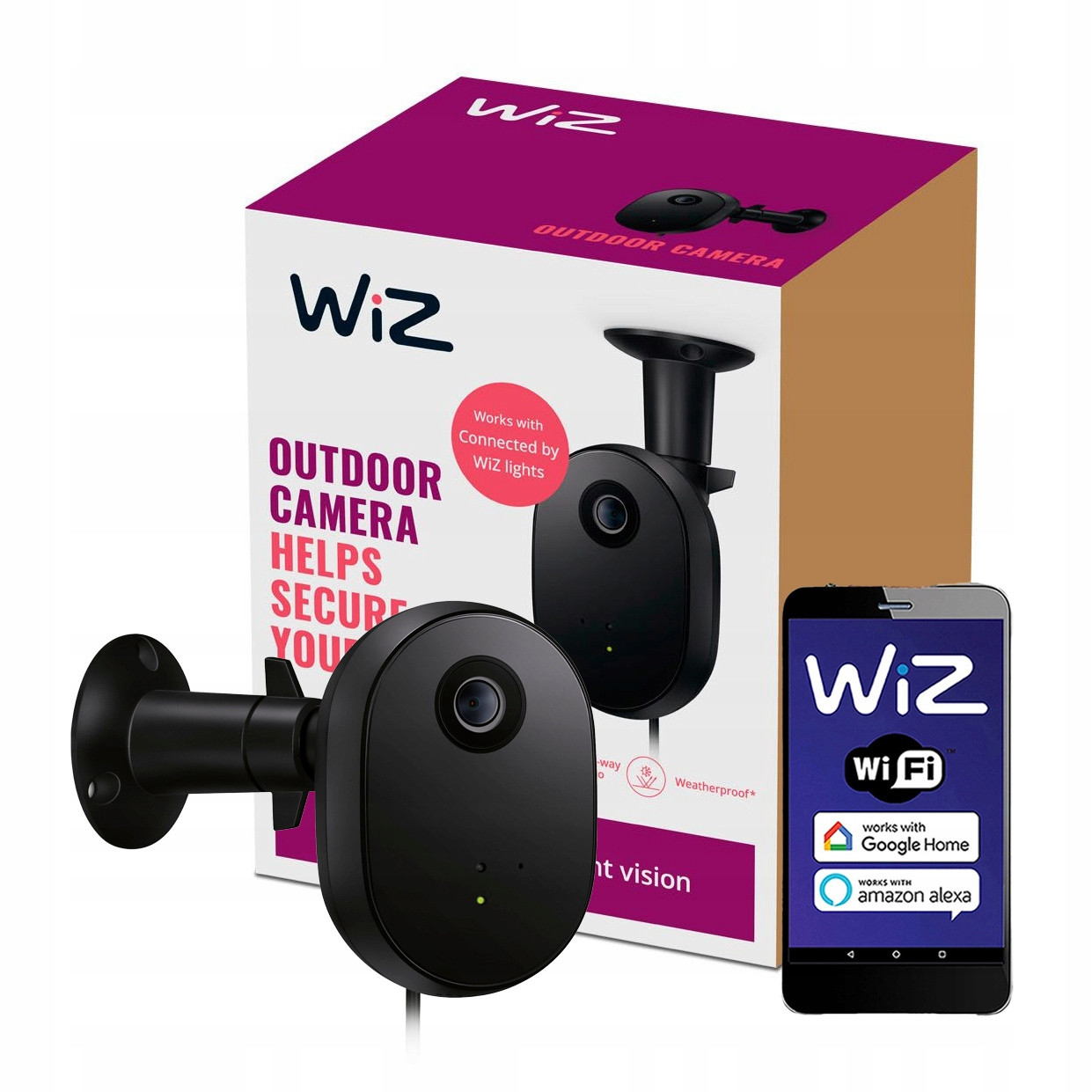 Venkovní FullHD kamera Den Noc Chytrý Smart Wifi monitoring WiZ