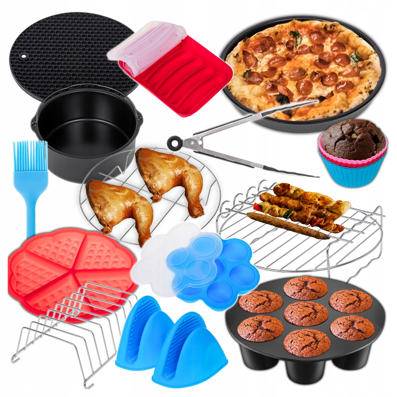 Příslušenství K Fritéze Sada 16 dílů Air Fryer 5-6,5L Kontejner