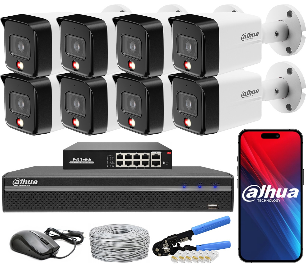 Monitorovací sada Dahua 8 Kamer 6Mpx IPC-HFW1639TC-A-IL PoE