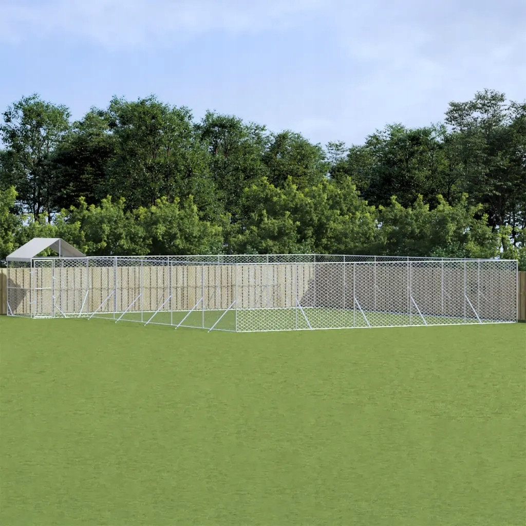 Kotec pro psa, se střechou, stříbrná,12x12x2,5m, ocel galvanizovaná