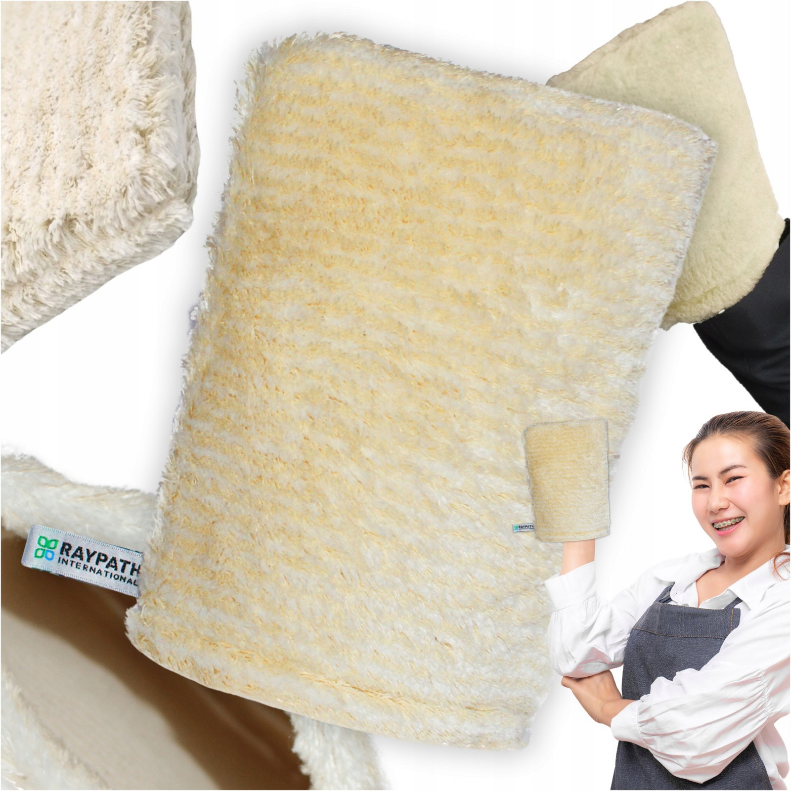 Raypath Čistící rukavice Béžová M na vlhko pro Tv Rtv dřevo Nábytek