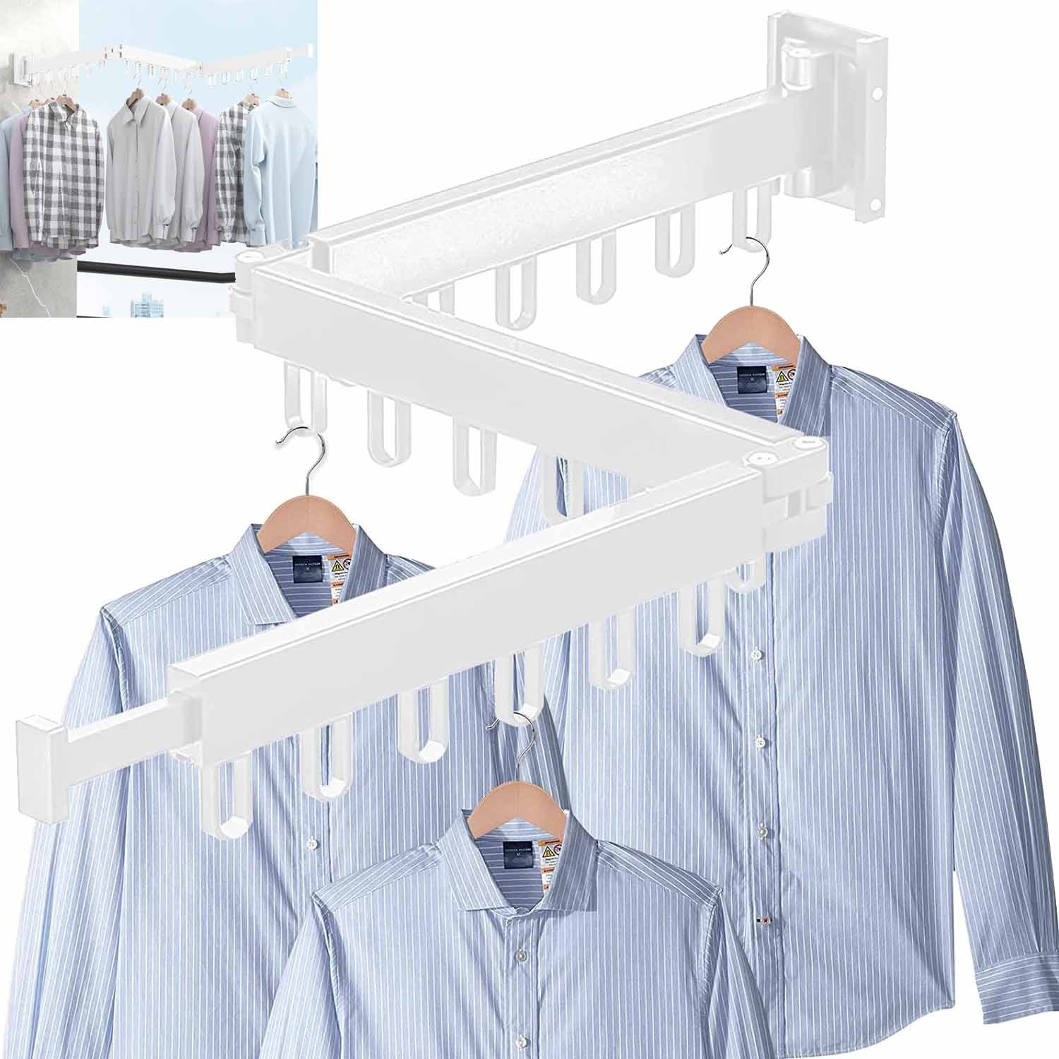 Věšák Sušák Šatní Tyč Montáž Na Stěnu Skládací Bílá 120CM