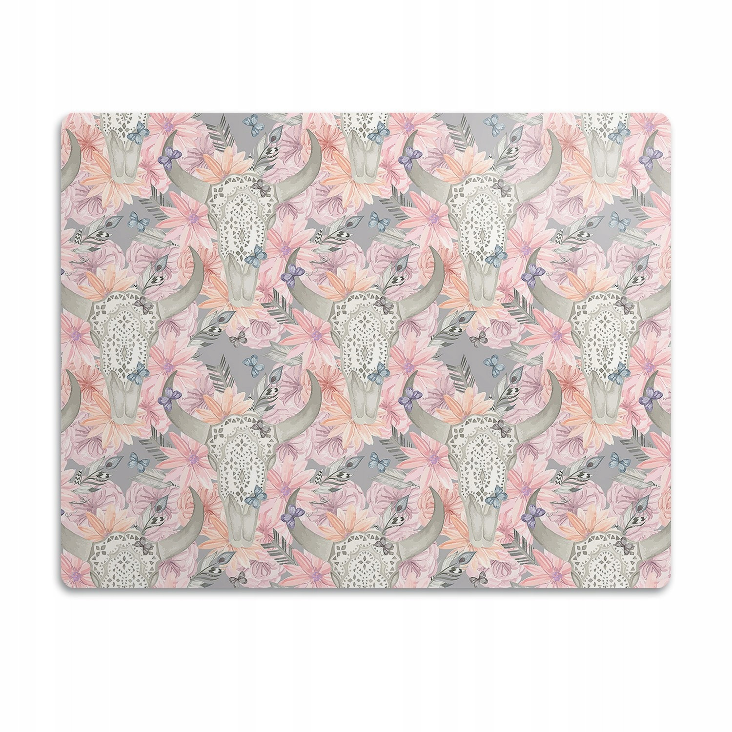 Pod misku podložka pro psa Lebka býka květiny 60x40cm