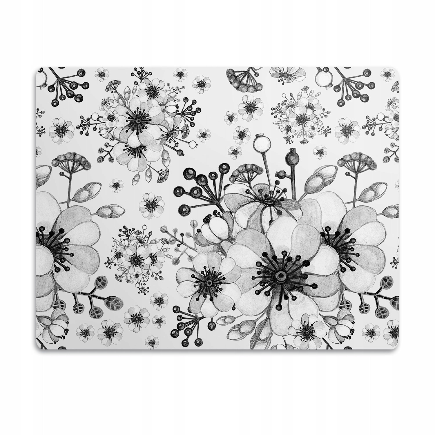 Podložka pro kočky a psa pod misky Šedé květy 60x40cm