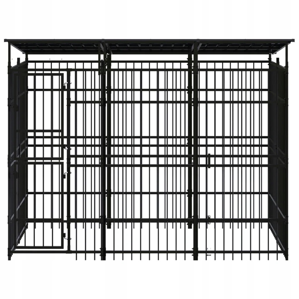 vidaXL Kotec venkovní pro psy, se zastřešením, ocelová, 5,53 m²