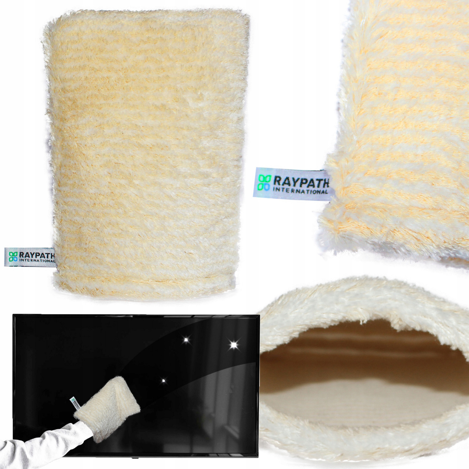 Raypath Čistící rukavice Béžová roz L na vlhko Tv Rtv Dřevo Nábytek