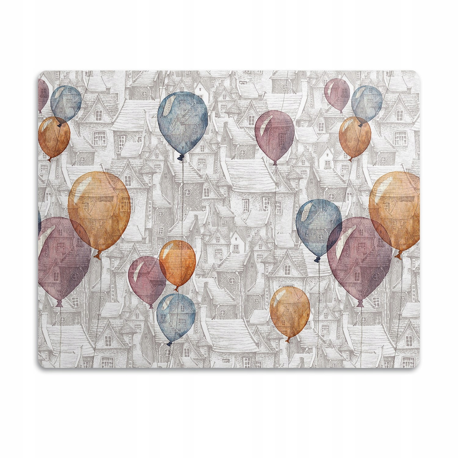 Voděodolná podložka pod misku Domy balónky 60x40 cm