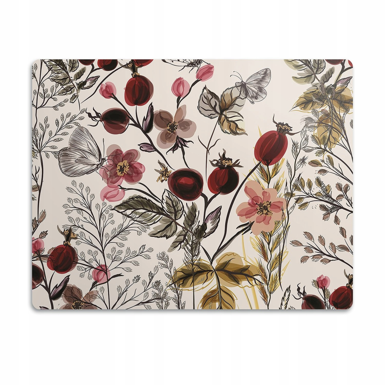 Podložka pod misky pro psa Květy bordó 60x40cm