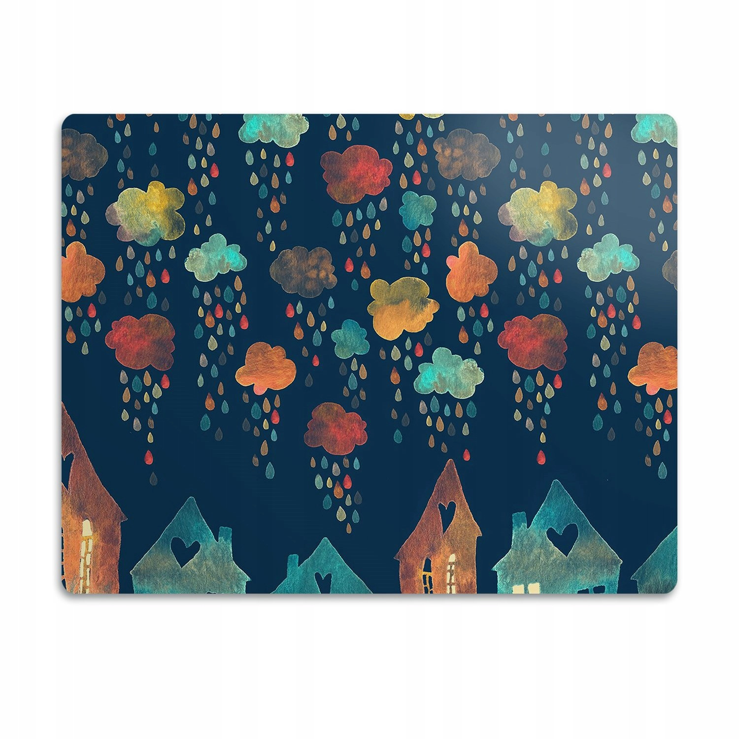 Podložka pro kočky psa pod misky Barevné domy 60x40 cm