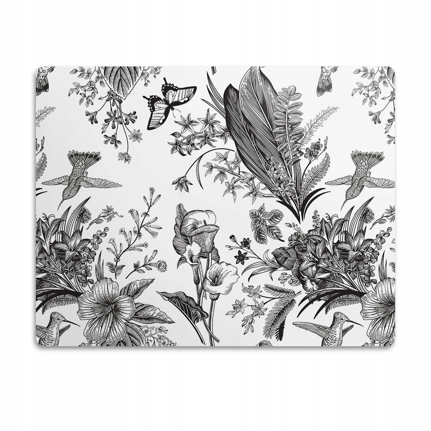 Podložka pod záchod pro kočky Černý ptáci květiny 60x40