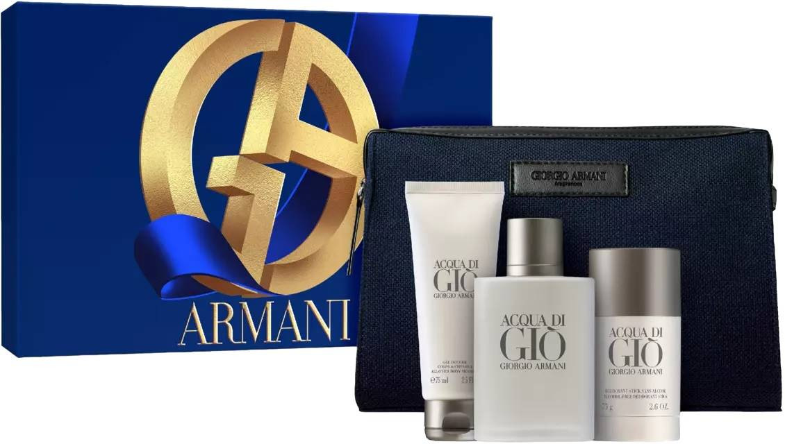 Giorgio Armani Acqua Di Gio Pour Homme - EDT 100 ml + sprchový gel 75 ml + tuhý deodorant 75 ml + kosmetická taška