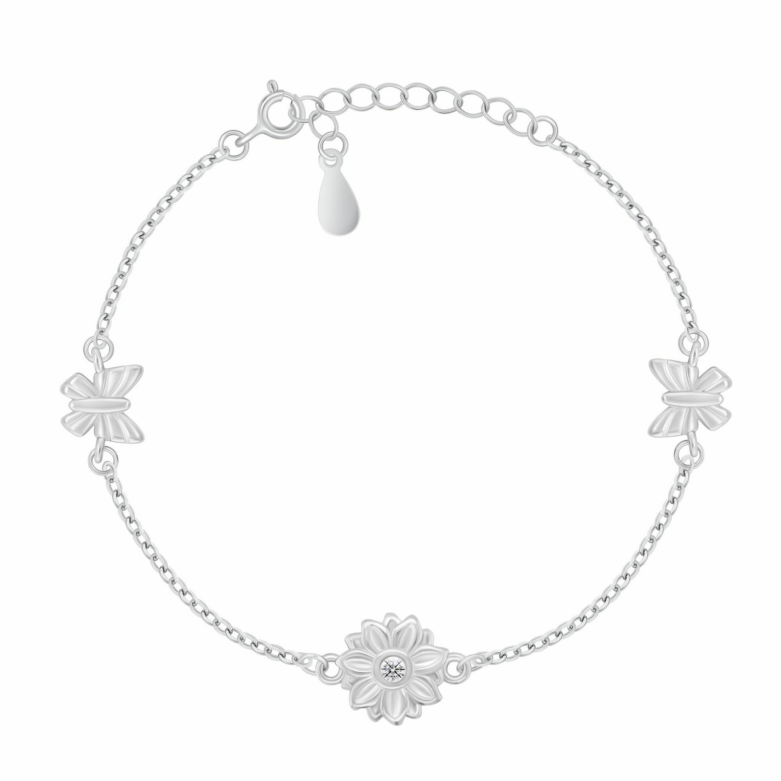 Brilio Silver Stříbrný náramek Motýlci a květina BRC217W