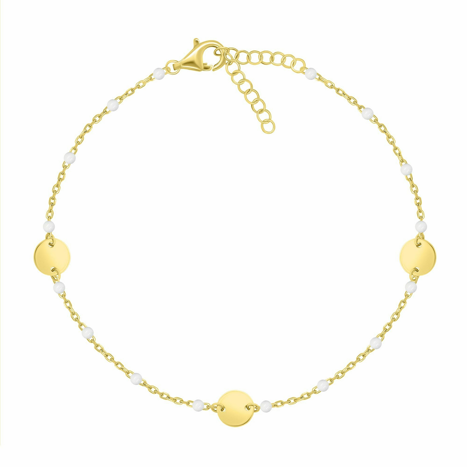 Brilio Silver Slušivý pozlacený náramek s korálky BRC181Y