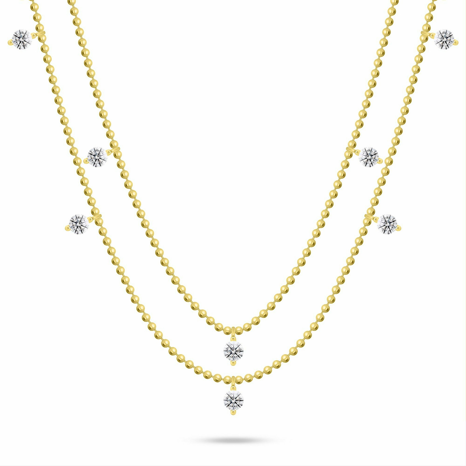 Brilio Silver Dvojitý kuličkový náhrdelník s kubickými zirkony NCL187Y