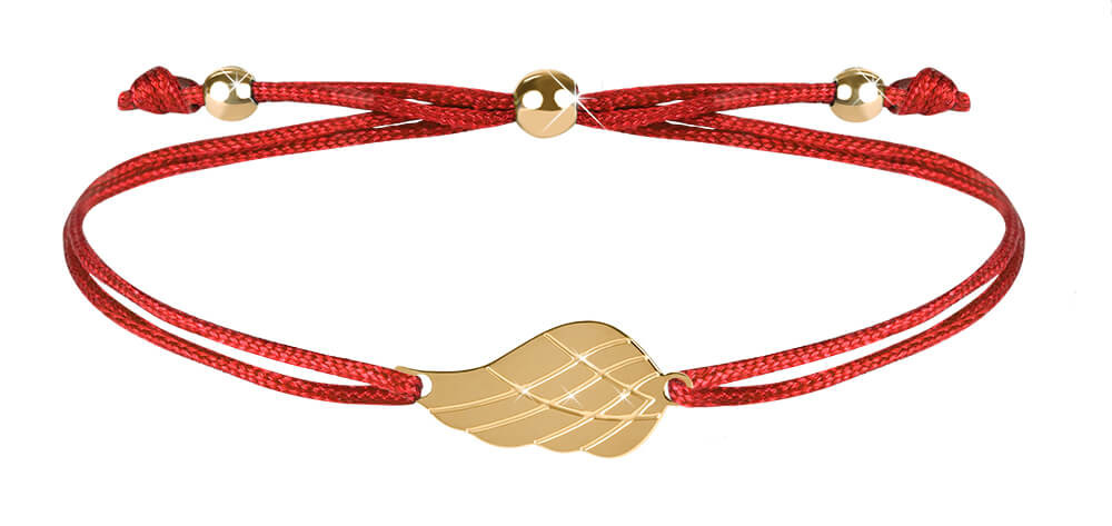 Troli Šňůrkový náramek s andělským křídlem červená/zlatá